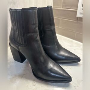 Steve Madden Black Leather Upper Ankle Boots